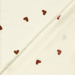 Musselin Bestickte Herzen - creme