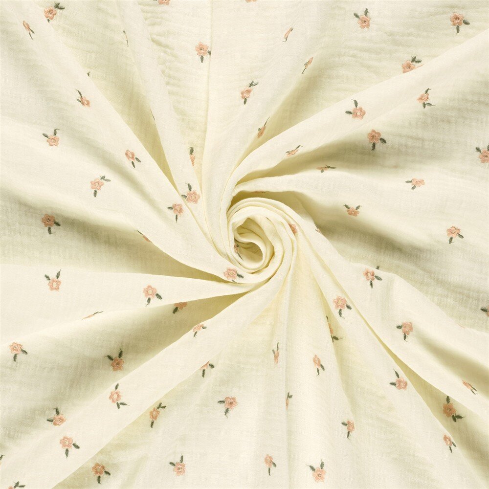 Musselin Bestickte kleine Blüte - creme