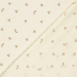 Musselin Bestickte kleine Blüte - creme