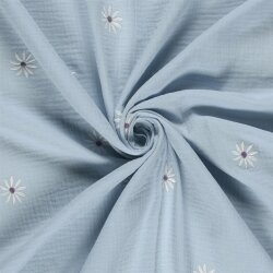 Musselin Bestickte Gänseblümchen - hellblau
