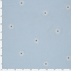 Musselin Bestickte Gänseblümchen - hellblau