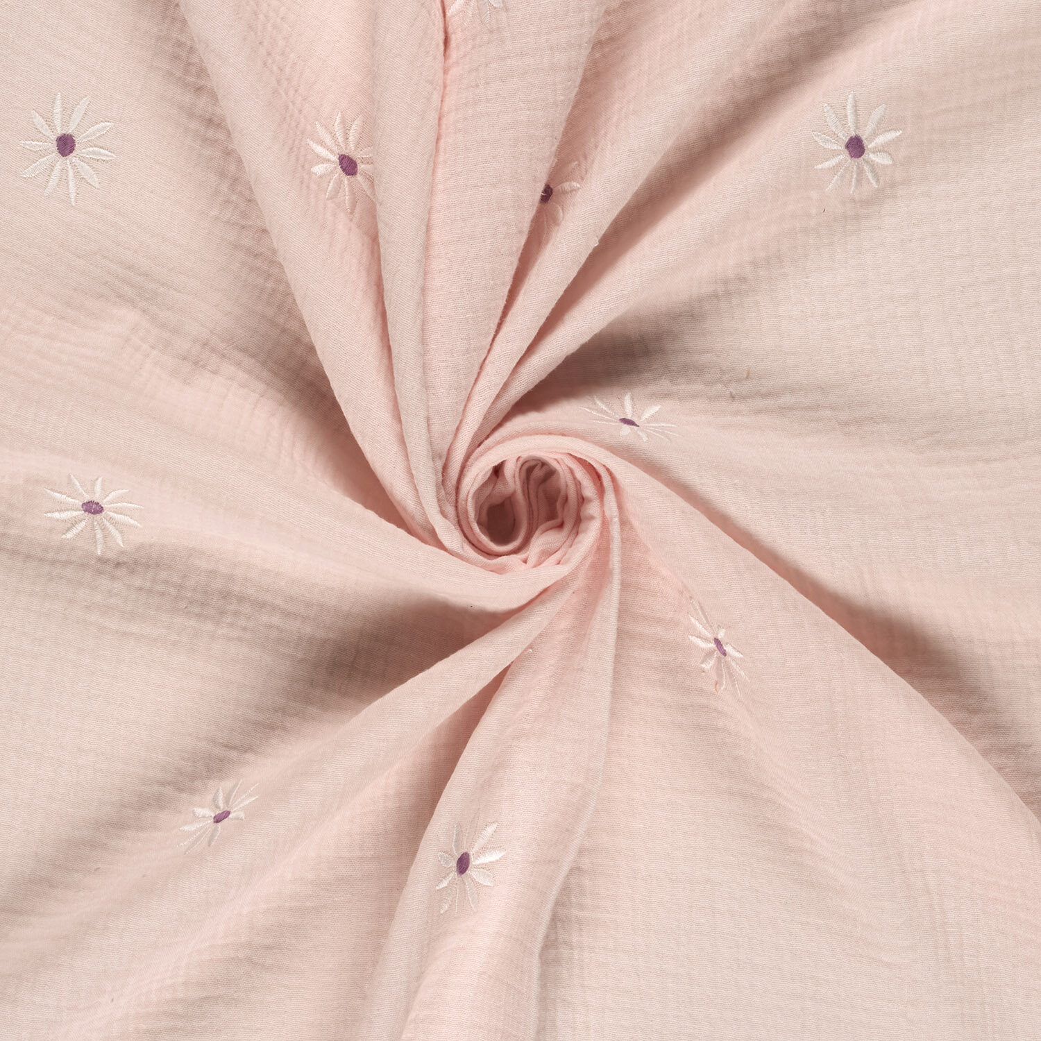 Musselin Bestickte Gänseblümchen - softrosa