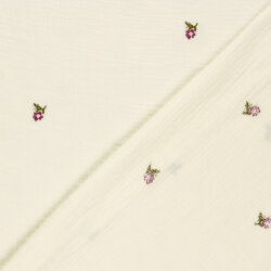 Musselin Bestickte kleine Blume - creme