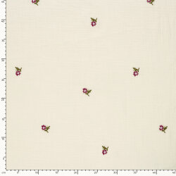 Musselin Bestickte kleine Blume - creme
