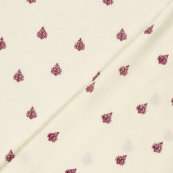 Musselin Bestickt Ornament - creme/pink