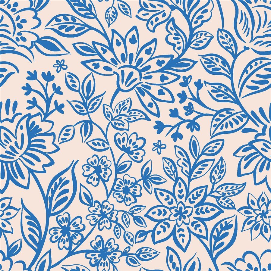 Musselin Blumenzauber - creme/indigo