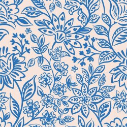 Musselin Blumenzauber - creme/indigo