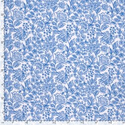 Musselin Blumenzauber - creme/indigo