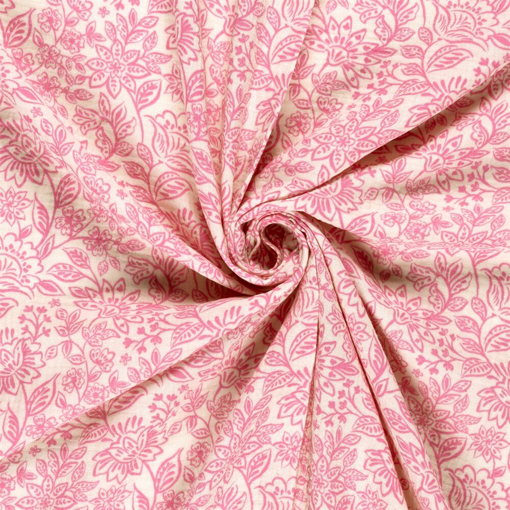 Musselin Blumenzauber - creme/hellink