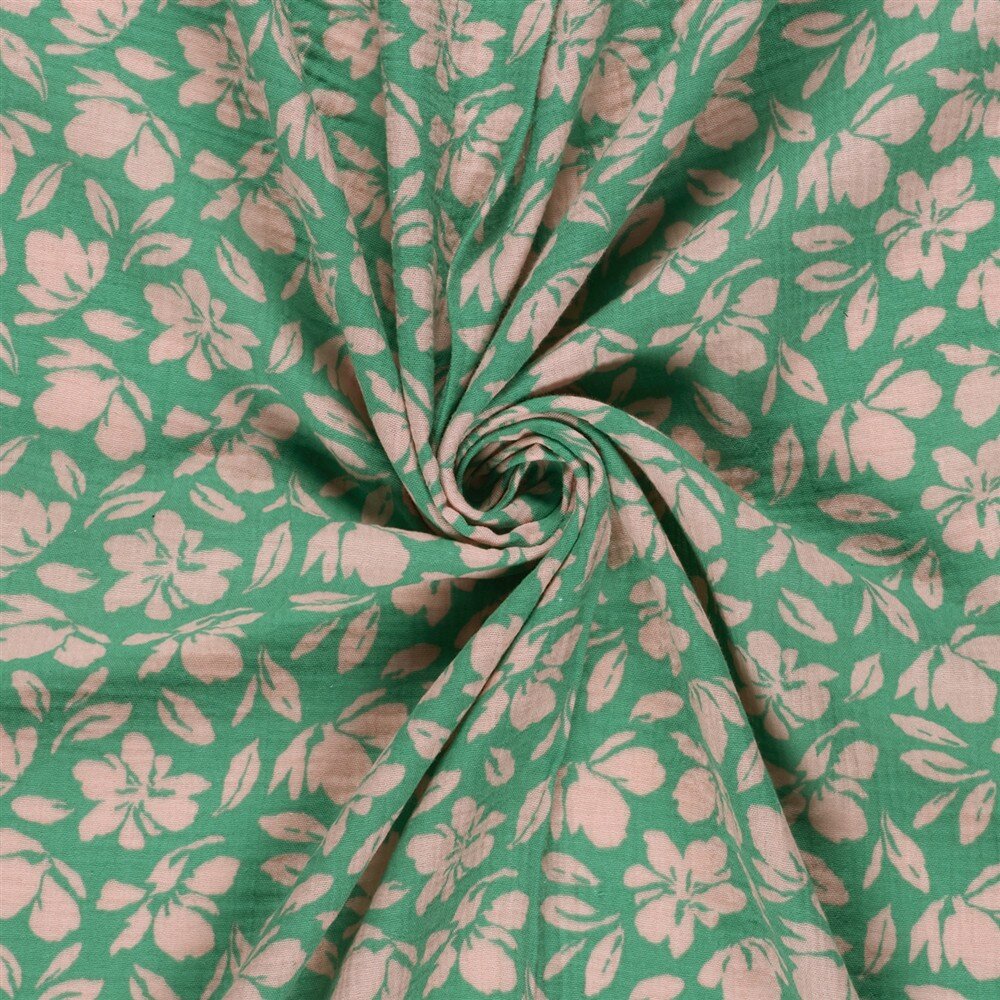 Musselin Blumenwind - hellpetrol