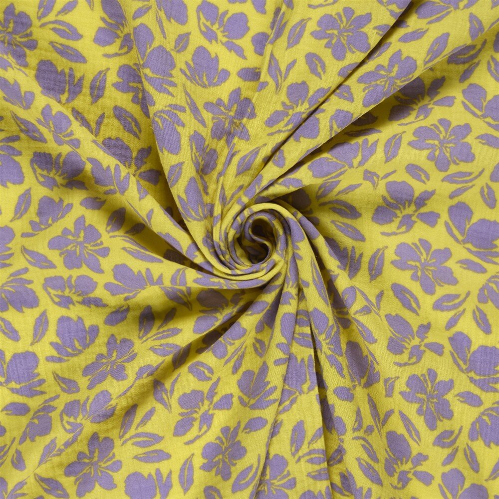 Musselin Blumenwind - gelb