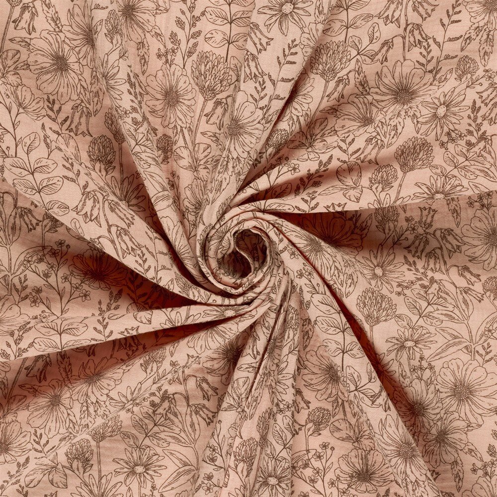 Musselin Blumenwiese - rosa