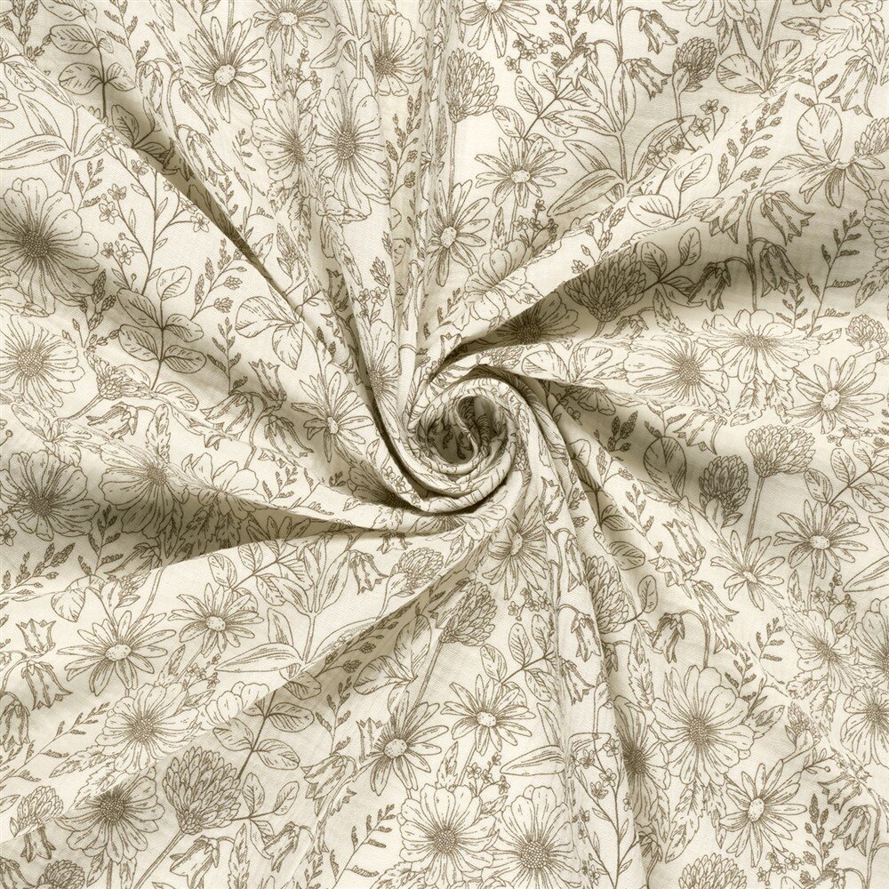 Musselin Blumenwiese - creme