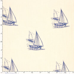 Musselin Segelboote - creme/stahlblau