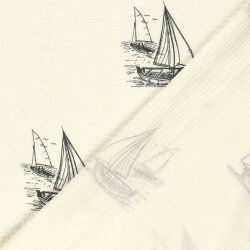 Musselin Segelboote - creme/dunkelblau