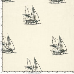 Musselin Segelboote - creme/dunkelblau