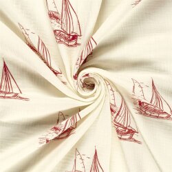 Musselin Segelboote - creme/rot