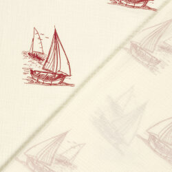 Musselin Segelboote - creme/rot