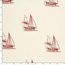 Musselin Segelboote - creme/rot