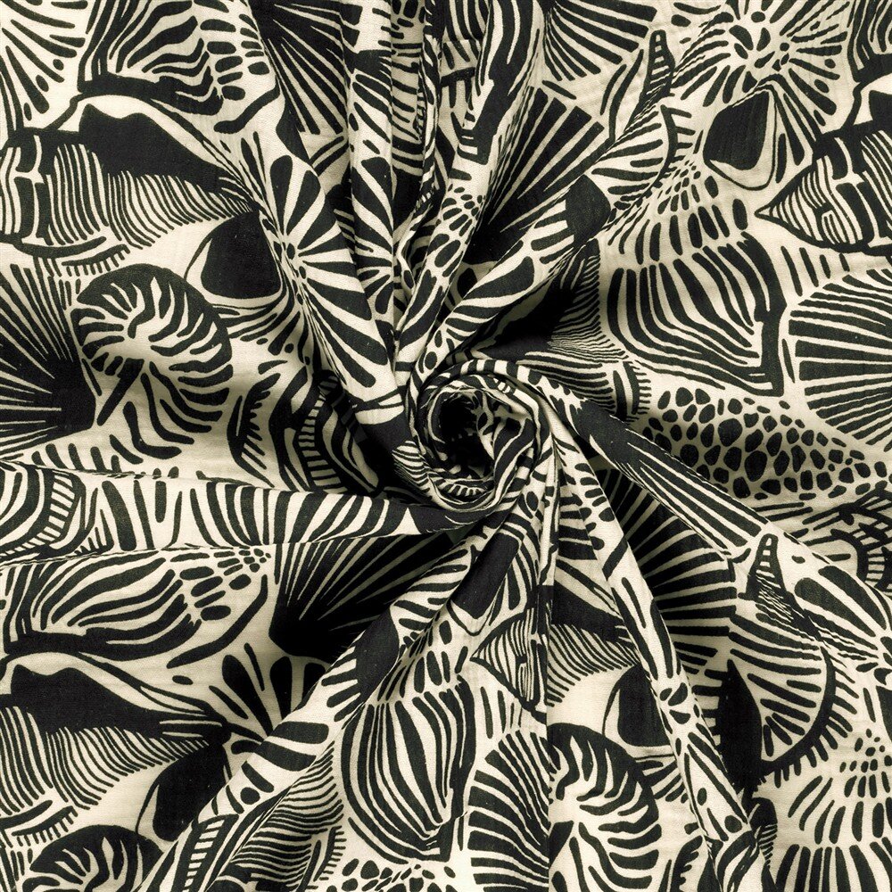 Musselin Muschelkunst - creme/dunkelblau