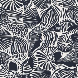 Musselin Muschelkunst - creme/dunkelblau