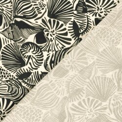 Musselin Muschelkunst - creme/dunkelblau