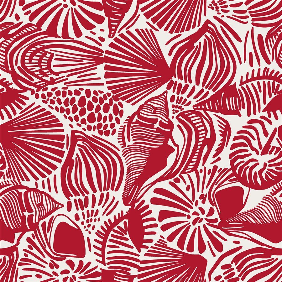 Musselin Muschelkunst  creme/rot