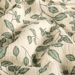 Musselin Blätterregen - beige/salbei