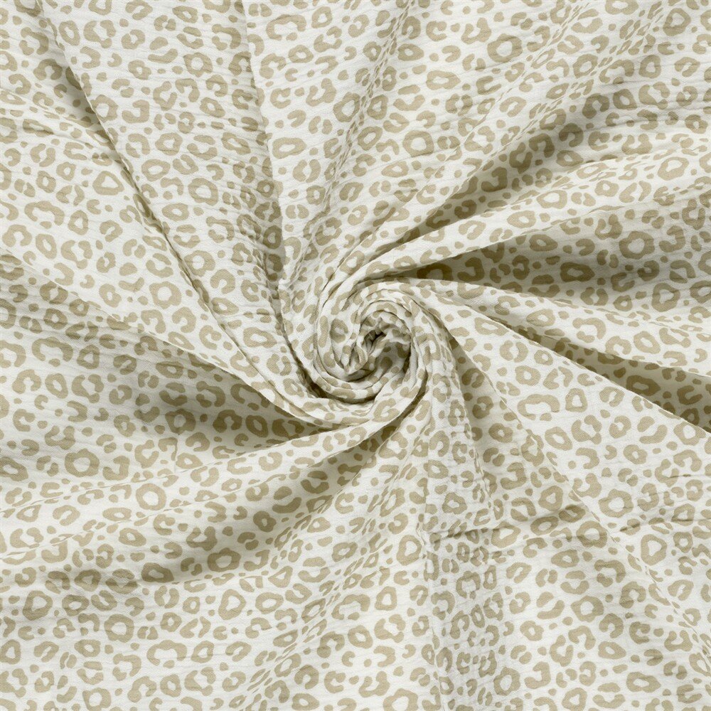 Musselin Leotupfen - creme/beige