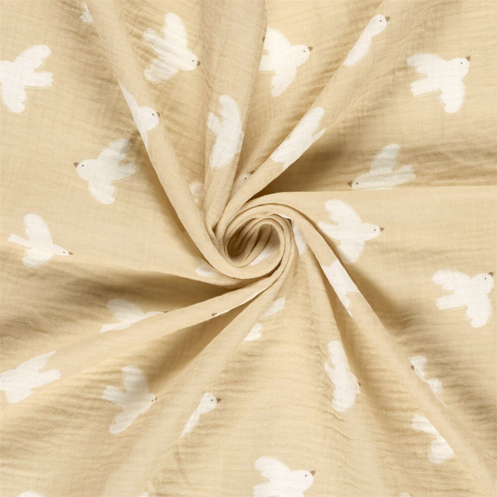 Musselin weiße Tauben - hellbeige