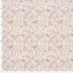 Musselin Blumen und Schmetterlinge - creme/altrot