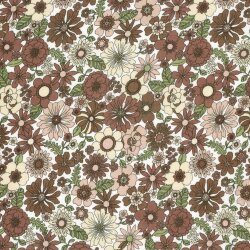 Musselin Blütenvielfalt - creme/altrot