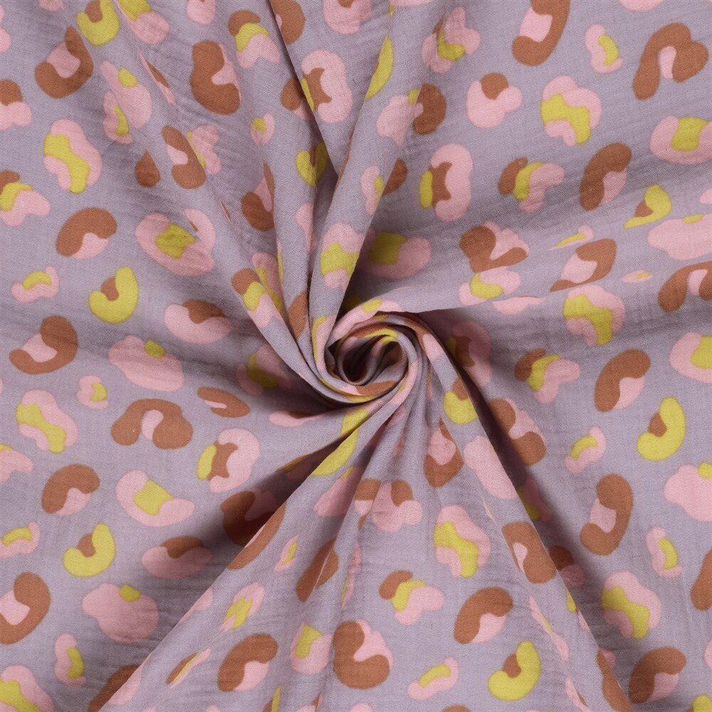 Musselin XXL Leotupfen - lavendel