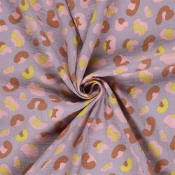 Musselin XXL Leotupfen - lavendel