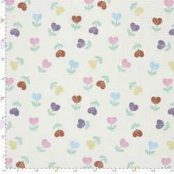 Musselin bunte Herzblumen - creme