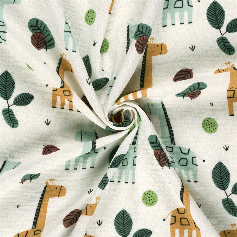 Musselin bunte Giraffen - creme