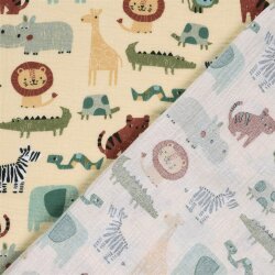 Musselin bunte Zootiere - hellbeige