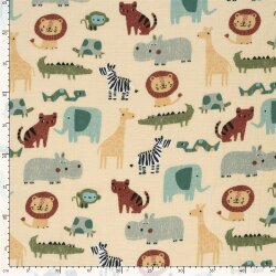 Musselin bunte Zootiere - hellbeige