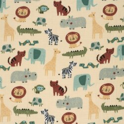 Musselin bunte Zootiere - vanille