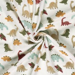 Musselin bunte Dinosaurier - creme