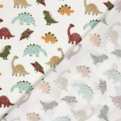Musselin bunte Dinosaurier - creme