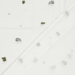 Musselin Krokodil & Nilpferd - creme