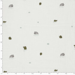 Musselin Krokodil & Nilpferd - creme