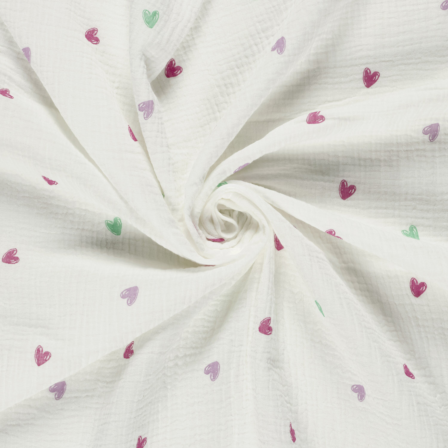 Musselin bunter Herzregen - creme