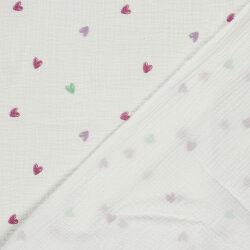 Musselin bunter Herzregen - creme