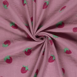 Musselin große Erdbeeren - hellpink