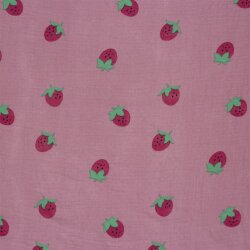 Musselin große Erdbeeren - hellpink
