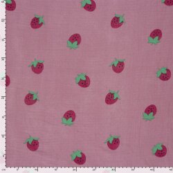 Musselin große Erdbeeren - hellpink