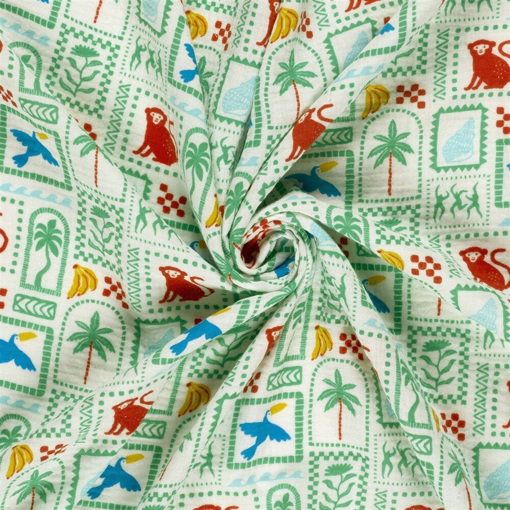 Musselin tropische Bilder - creme