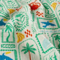 Musselin tropische Bilder - creme